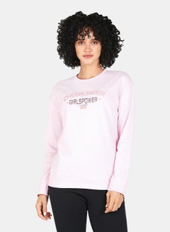 Buy Crew Neck Casual Printed Sweatshirt Light Pink in Saudi Arabia