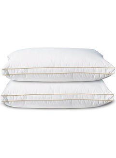 Buy 2 Pieces Prime Hotel Pillow with Double Golden Line Microfiber White 75x50cm in Saudi Arabia