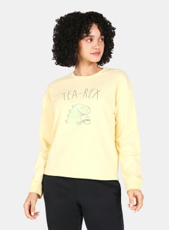 Buy Casual Graphic Printed Crew Neck Regular Fit Sweatshirt Mellow Yellow in Saudi Arabia