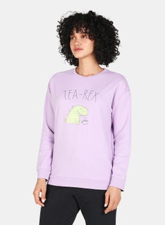 Buy Casual Graphic Printed Crew Neck Regular Fit Sweatshirt Orchid Bloom in Saudi Arabia