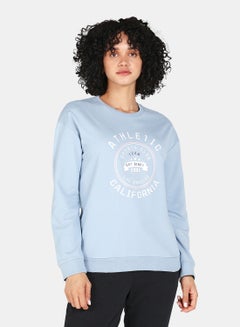 Buy Casual Graphic Printed Crew Neck Regular Fit Sweatshirt Blue Fog in Saudi Arabia
