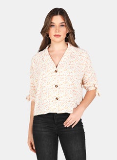 Buy Casual Tie Sleeve Printed Shirt Multicolour in UAE