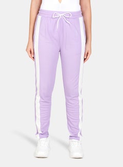 Buy Casual Side Stripe Joggers Lavender in UAE