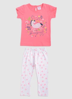 Buy Baby Girls  Round Neck Short Sleeve Sets Blue/Pink/White in UAE