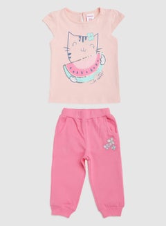 Buy Baby Girls Round Neck Short Sleeve  Sets Pink/Blue in UAE