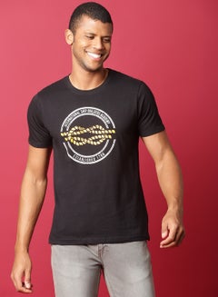 اشتري Casual Graphic T-Shirt Dark onyx Black في السعودية