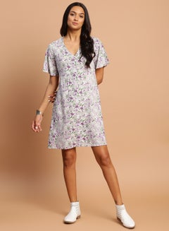 Buy Casual Printed Mini Dress Multicolour in UAE