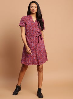 Buy Casual Printed Mini Dress Multicolour in Saudi Arabia