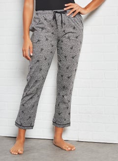 Buy Giraffe Pattern Print Pyjama Pants Grey in UAE