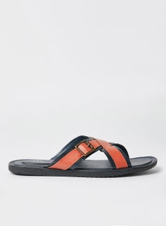 Buy Cross Strap Sandals Brown/Black in Saudi Arabia
