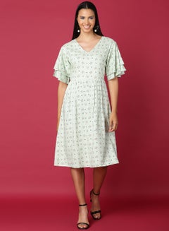 Buy Fashionable Casual Dress Light Green in Saudi Arabia