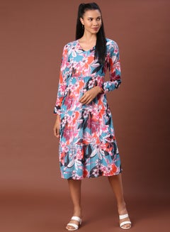 Buy Fashionable Casual Dress Multicolour in Saudi Arabia