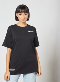 Buy Oversized Logo T-Shirt Black in UAE