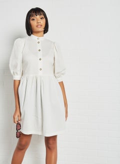 Buy Puff Sleeve Mini Dress Ivory in UAE