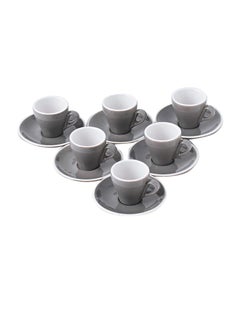 Buy Ceramic Coffee Cup And Saucer Set Grey 80ml in UAE