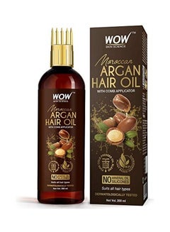 Buy Moroccan Argan Hair Oil With Comb Applicator Brown 200ml in UAE