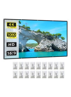 Buy Full HD Projector Screen With Hook Set OS5434-5 White/Black in UAE