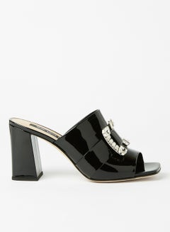 Buy Embellished Block Heel Sandals Black in UAE