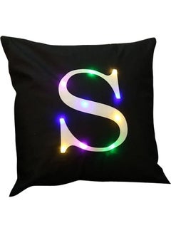 Buy LED Light Up Letter Print Cushion Case Black 45 x 45cm in Saudi Arabia