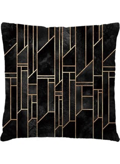 Buy Geometric Pattern Cushion Cover Black/Gold 18 x 18inch in Saudi Arabia