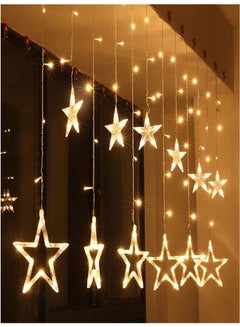 Buy 2.5M Led String Lights Fairy Five Pointed Star Shape Curtain Lights Ramadan Gift White 19.5x9.5x19.5cm in Saudi Arabia
