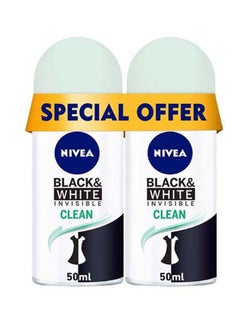 Buy Black And White Invisible Clean Antiperspirant for Women Roll On Pack of 2 50ml in UAE