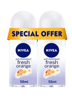 Buy Fresh Orange Antiperspirant For Women Roll-On Pack Of 2 50ml in UAE