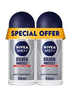 Buy Silver Protect Antiperspirant For Men Antibacterial Protection Roll-On Pack Of 2 50ml in UAE