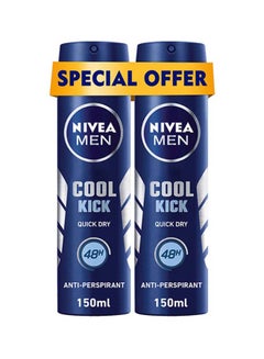 Buy Cool Kick, Deodorant For Men Fresh Scent Spray Pack Of 2 150ml in UAE