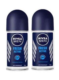 اشتري Pack of 2 Fresh Active Antiperspirant For Men Roll-on أزرق 100مل في الامارات