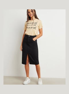 Buy Stylish Midi Skirt Black in Saudi Arabia
