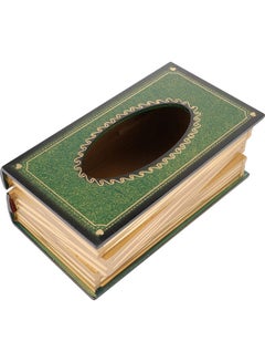 اشتري علبة من الخشب للمناديل الورق بتصميم مبتكر على شكل كتاب أخضر 26x14.9x9.8سم في الامارات