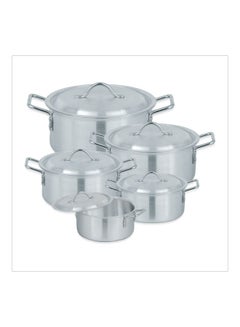 Buy 5- Piece Almunium Cookware Pot Silver 3.5Liters in Saudi Arabia