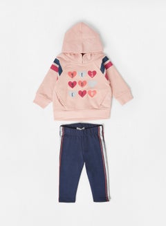Buy Baby/Kids Slogan Print Hoodie and Sweatpants Set Light Pink in Saudi Arabia