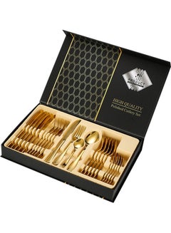 Buy 24-Piece Stainless Steel Cutlery Set Gold in Saudi Arabia