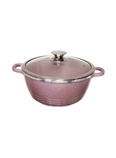 Buy Non-Stick Ceramic Coated Casserole Cooking Pot Purple 20cm in UAE