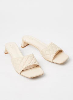 Buy Slip On Detail Heeled Sandals Off White in Saudi Arabia