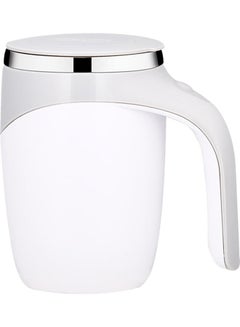 Buy Self Stirring Mug With Lid Automatic Magnetic Stirring Coffee Cup White in UAE