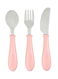 Buy Pack Of 3 Stainless Steel Training Cutlery - Old Pink in UAE