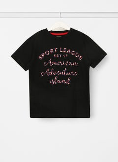 Buy Boys Crew Neck Short Sleeve T-Shirt Black in Saudi Arabia