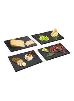 Buy 4-Piece Natural Slate Stone Plates Black 30x20cm in UAE