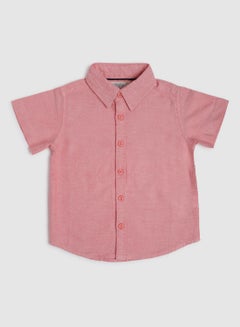 Buy Collared Neck Short Sleeve Shirt Peach in UAE