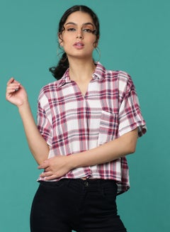 Buy Fashionable Casual Short Sleeve Shirt Multicolour in UAE