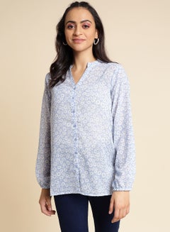 Buy Fashionable Casual Shirt Light Blue/White in Saudi Arabia