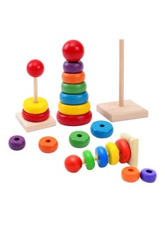 Buy Classic Non-Toxic Colours Jenga Rainbow Tower Ring Stacker Toy, For Kids ‎20.5x9x9cm in Saudi Arabia