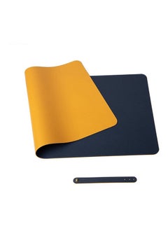 اشتري Double-Sided Universal Desk Mat, Desktop & Keyboard Mat, Large Mouse Pad PU Leather Waterproof Mat for Office Laptops, Home Table Protector [80x40cm]- Yellow, Navy Blue Yellow, Navy Blue في الامارات