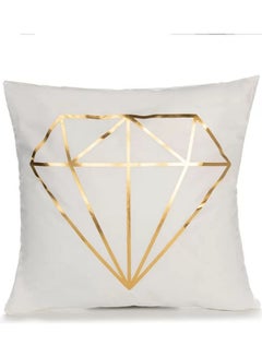 Buy Diamond Design Cushion Cover White/Gold in UAE
