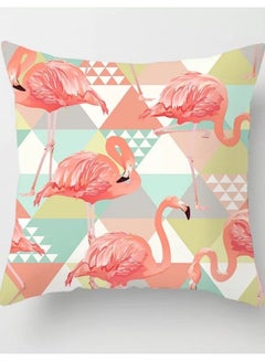 Buy Flamingo Printed Decorative Cushion Cover Multicolour 45x45cm in UAE