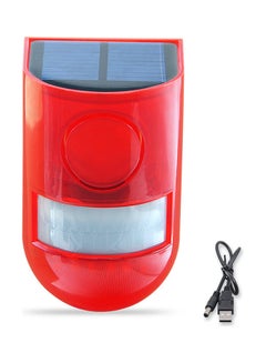Buy Solar Alarm PIR Motion Sensor 110dB Loud Siren LED Strobe Light Red 120 x 69mm in Saudi Arabia