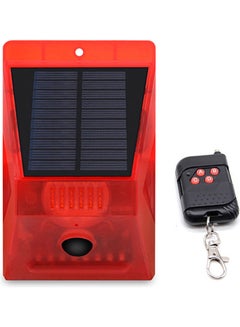 Buy Solar Powered Motion Sensor Alarm Light With Remote Control Red in Saudi Arabia
